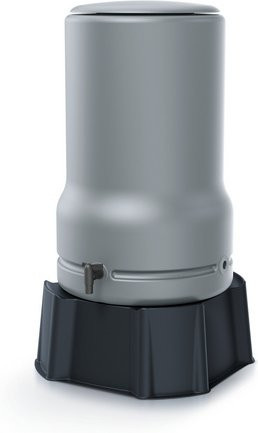 PROSPERPLAST Regentonnenset Waterform Aquabell in Grau mit Unterstand IBAS4, Wasserhahn ITAP2 und abnehmbarem Deckel, 110 l - Bild 1