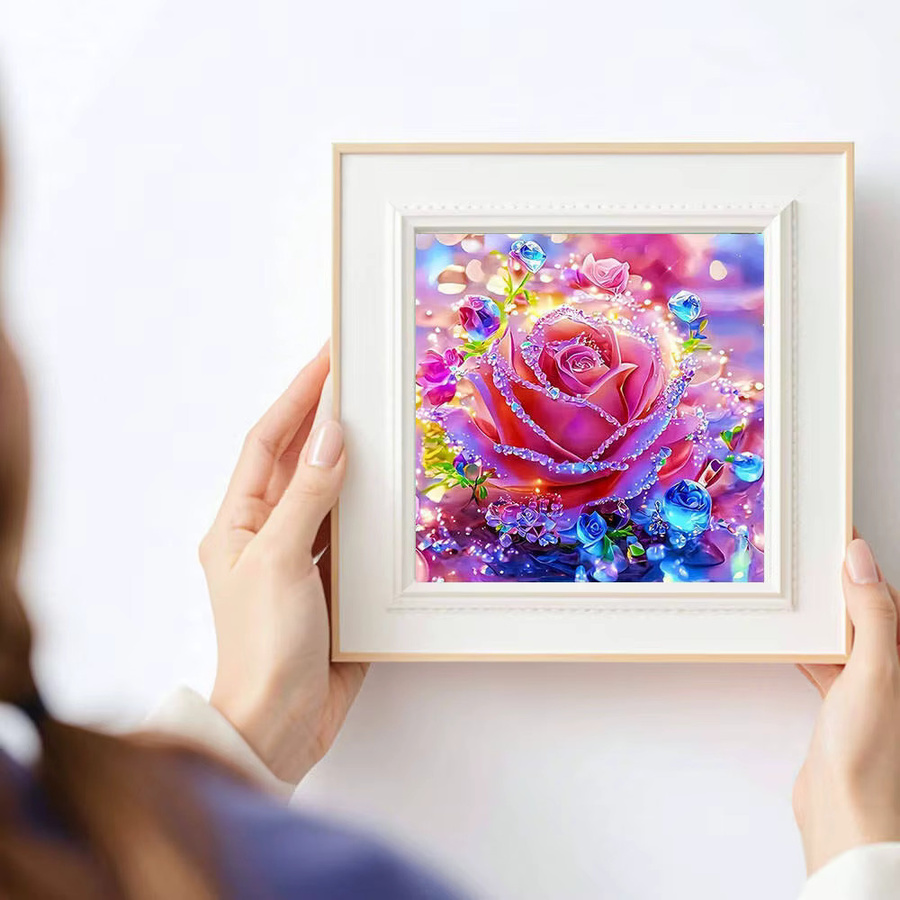 HUACAN 5D Diamant Stickerei Kit Saisonale Landschaft mit Blumen und Tieren, Rund, Multicolour, B/H: 20 x 20 cm - Bild 3