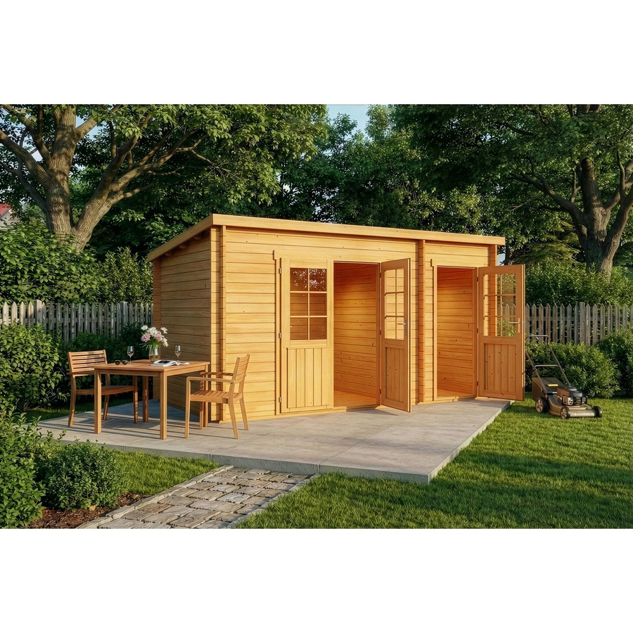 Alpholz Gartenhaus Maria Log Cabin Pultdach braun B: 450 cm, T: 279 cm, H: 229 cm - Bild 2