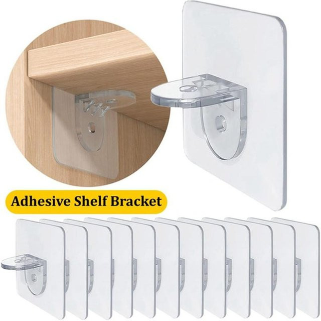 Home Lifestyle Selbstklebende Regalstützenhaken für Kleiderschrank und Küche, Transparent, 6 cm - Bild 1