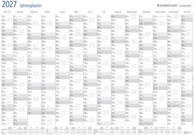 STAEDTLER Lumocolor Jahresplaner 2027 in Weiß und Grau, DIN A1, Querformat, abwischbar, inklusive Stift und Zubehör - Bild 1