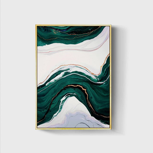 TPFLiving Leinwandbild Nordic Art Abstrakte Linien und Formen in Grün, Gold, Weiß und Schwarz, B: 60 cm, H: 80 cm - Bild 1
