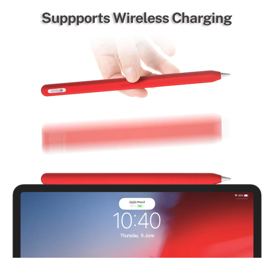 Silikonhülle für Apple Pencil 2 mit Lightning-Logo in Rot für mehr Halt und Schutz - Bild 2