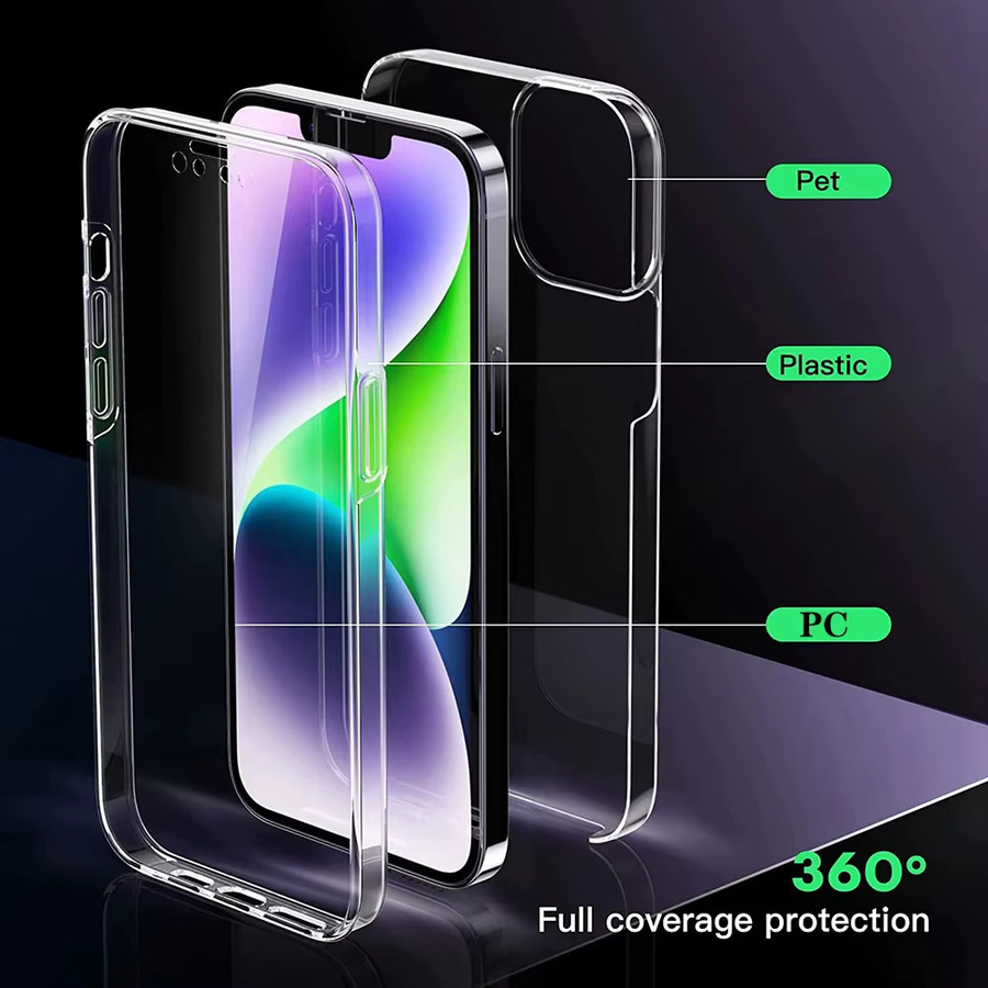Transparente 360-Grad Ganzkörper-Schutzhülle für iPhone 11 bis iPhone 16 Pro Max mit Front- und Rückseite-Abdeckung - Bild 2