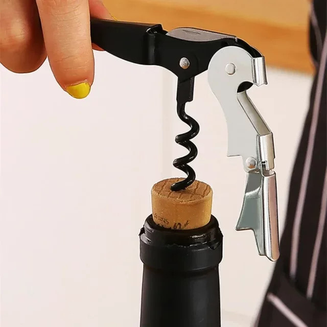 WIKHOSTAR 3er Set Tragbarer Korkenzieher aus Edelstahl als Multifunktions Flaschenöffner für Wein und Bier - Bild 1