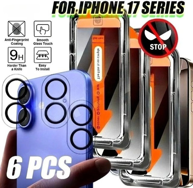 3er-Set Sichtschutz-Panzerglas für iPhone 15 inklusive 3 HD-Kameraobjektivglas in Transparent - Bild 1