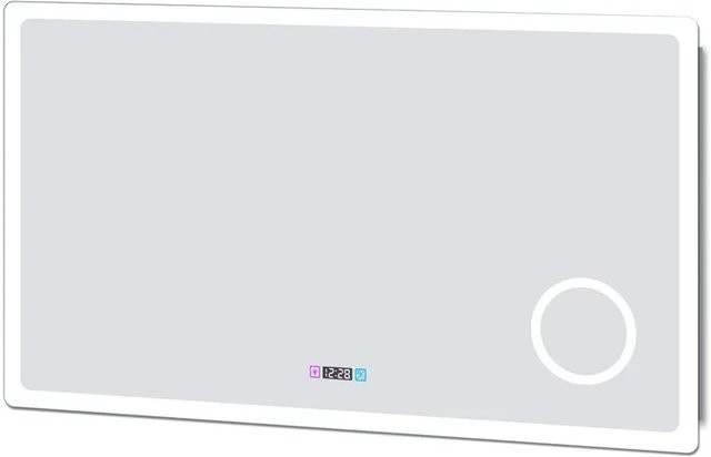 Duschparadies LED Badspiegel mit Uhr und Steckdose, dimmbar 2700-6500K, 3-fach Lupe und Touch-Schalter, Weiß, B: 70 cm, H: 50 cm - Bild 1