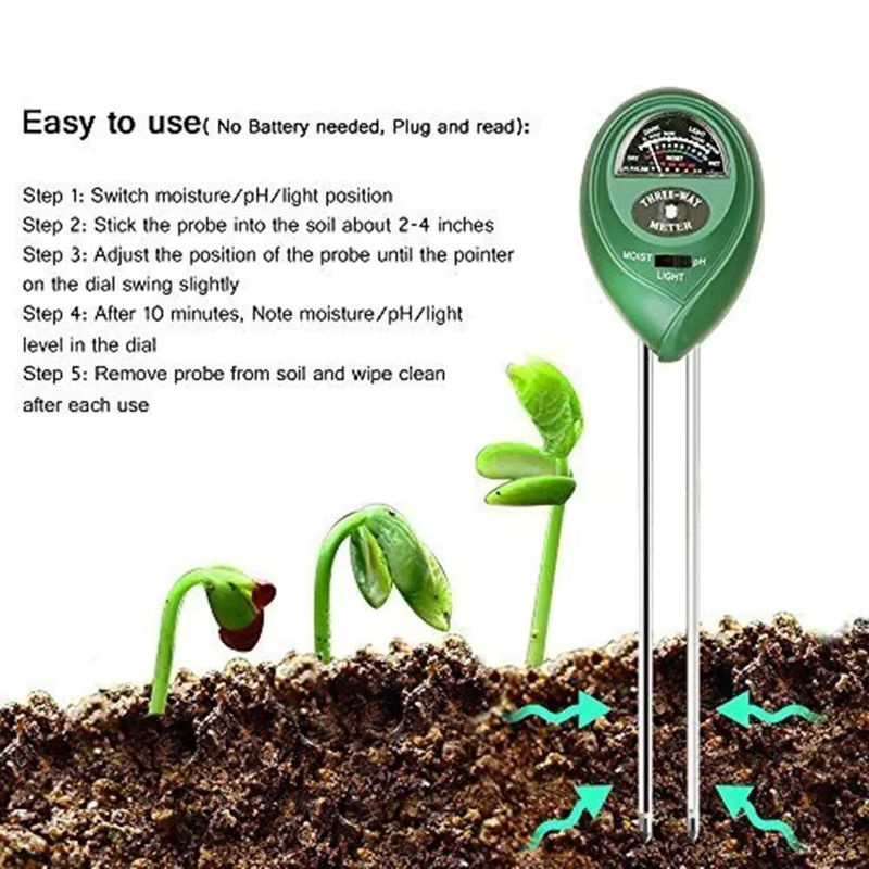 3-in-1 Bodenmessgerät für Feuchtigkeit, pH-Wert und Licht zur Pflege deiner Gartenpflanzen und Blumen - Bild 4