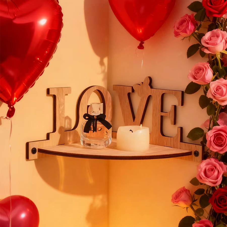 Holz Wandständer in Schmetterlingsform für Valentinstag, Braun, DIY Montage - Bild 1