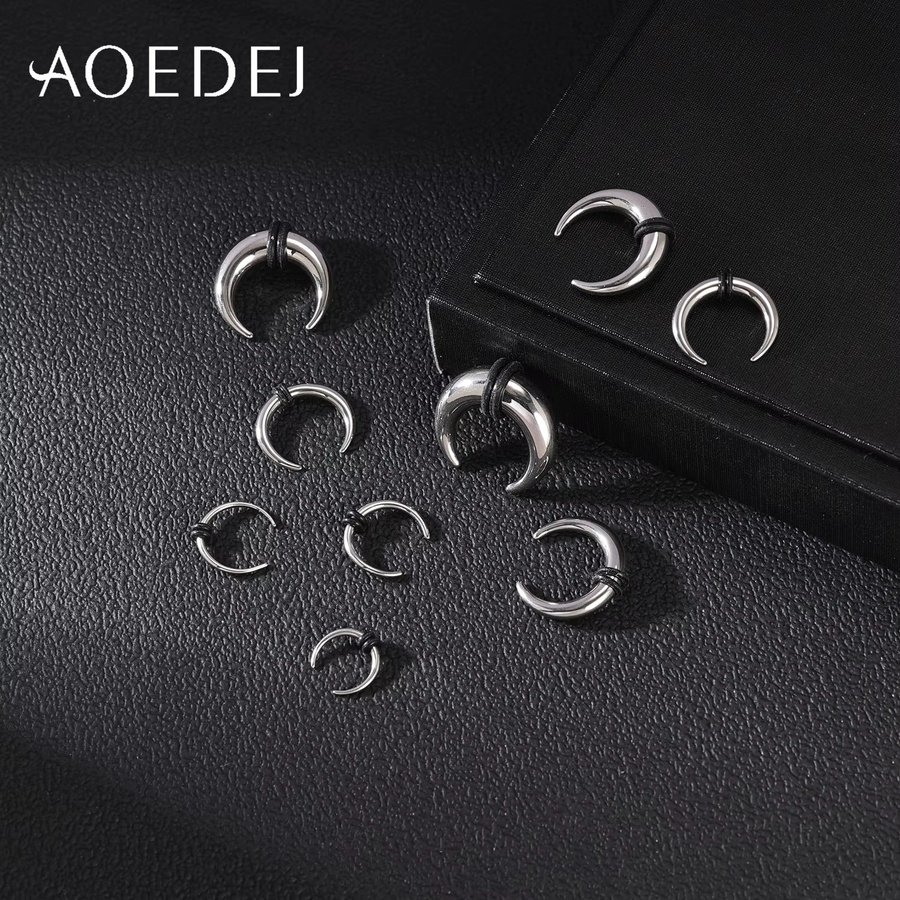 AOEDEJ Nasenring Edelstahl, Hufeisenform, Silber, Herren - Bild 2