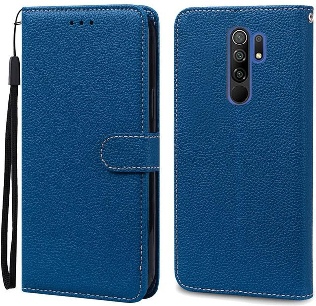 Xiaomi Redmi 9 Leder-Flipcase in Navy Blau - Bild 1