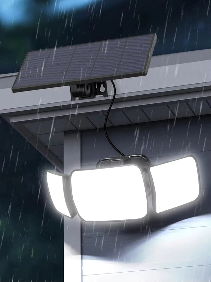 intelamp Solar-Sicherheitsflutlichter für den Außenbereich mit Bewegungssensoren und Fernbedienung, Schwarz - Bild 6