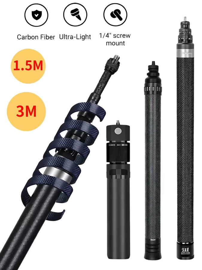 Insta360 Unsichtbarer Selfie-Stick aus Carbonfaser für X5 X4 X3 in Schwarz mit Bullet Time Bundle und Stativ-Griff - Bild 5