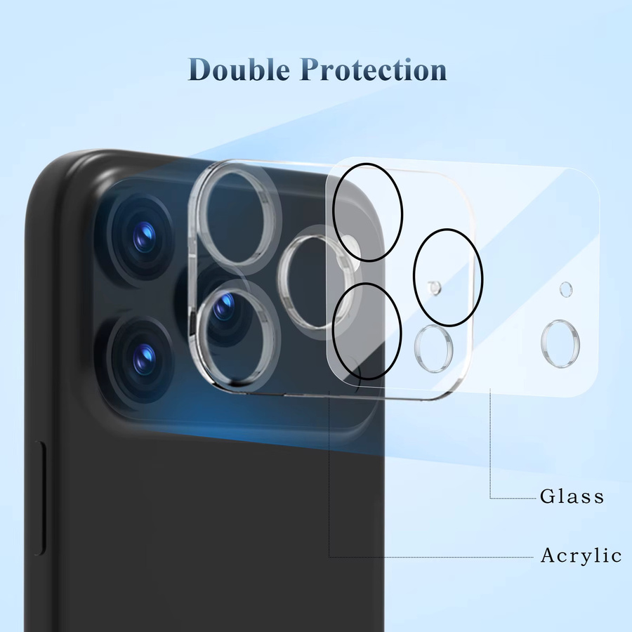 Lereach 3D-Kameraobjektivschutz für iPhone 17 Pro Max, iPhone 17 Pro und iPhone 17 Air, kratzfeste und hochtransparente Objektivfolie, transparent - Bild 3