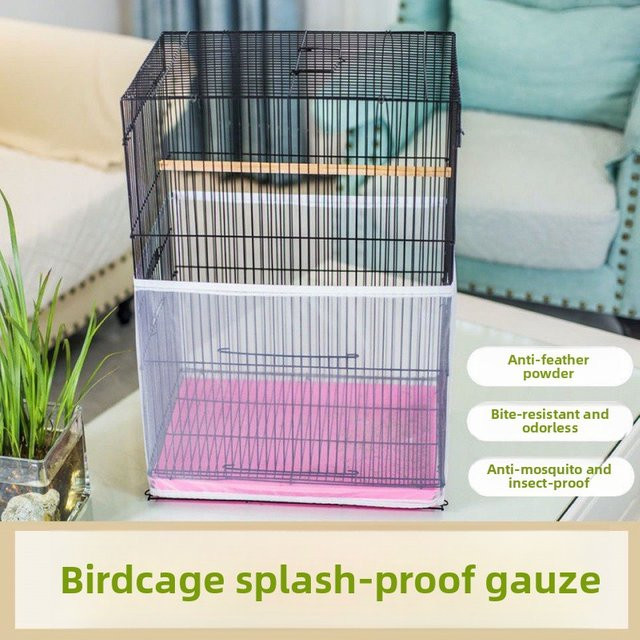 eelhoe Vogelkäfig-Abdeckung in Weiß, auslaufsichere Schutzabdeckung für Papageien gegen Federn und Lebensmittelreste - Bild 1