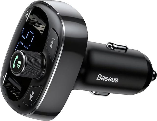 Baseus S-09 Bluetooth FM Modulator in Schwarz mit 2 x USB-A und 1 x microSD, CCMT000301 - Bild 1