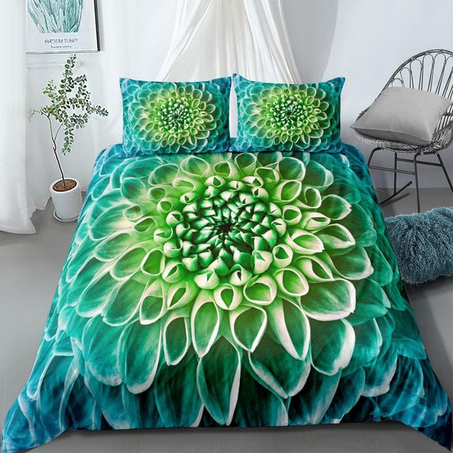 Binchi Bettwäsche-Set Tropische Riesenblätter mit floralem Design in Grün, Material Mikrofaser Polyester, B/H: 140 x 210 cm - Bild 1