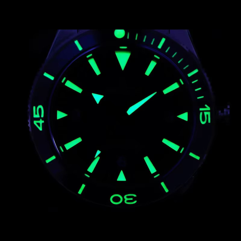 Cronos Sea Master 300 Diver Herrenuhr, Automatik, Edelstahl, Leder, Blau - Bild 3