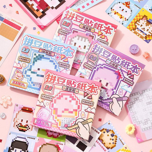 Bunte Mini-Collage-Aufkleber im Anime-Cartoon- und Pixel-Stil aus Papier für dein Sammelalbum - Bild 1