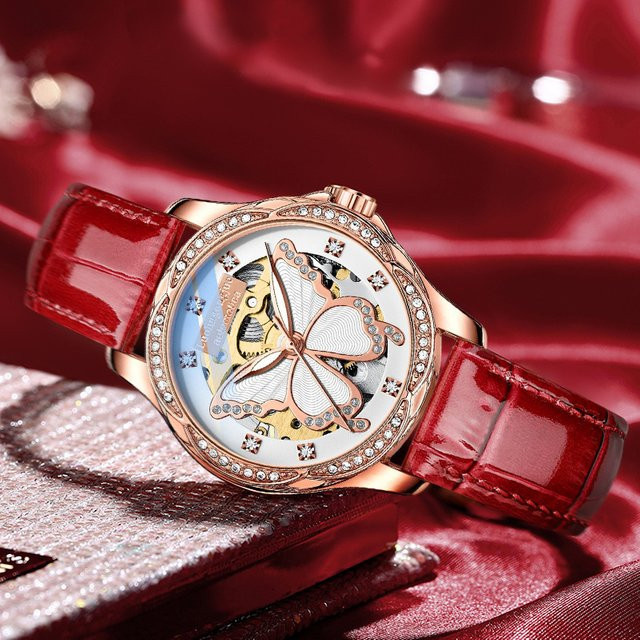 LUOLINGONGJUE Armbanduhr Automatik, Edelstahl, Roségold, Diamant, Damen - Bild 1