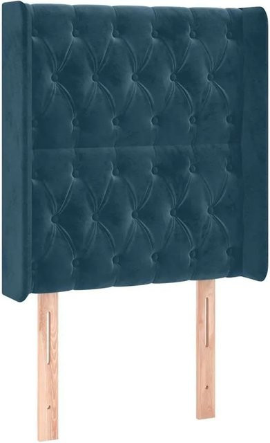 vidaXL Kopfteil mit Ohren aus Samt in Dunkelblau, B/T/H: 83 x 16 x 118/128 cm - Bild 1