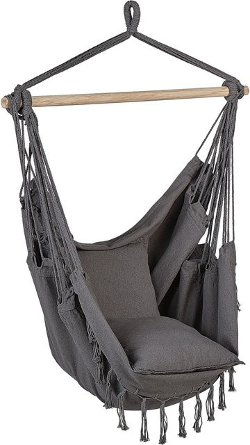 Beliani Hängesessel Egg in Grau im Boho-Stil für Garten und Wohnzimmer B/T/H: 152 x 122 x 152 cm - Bild 1