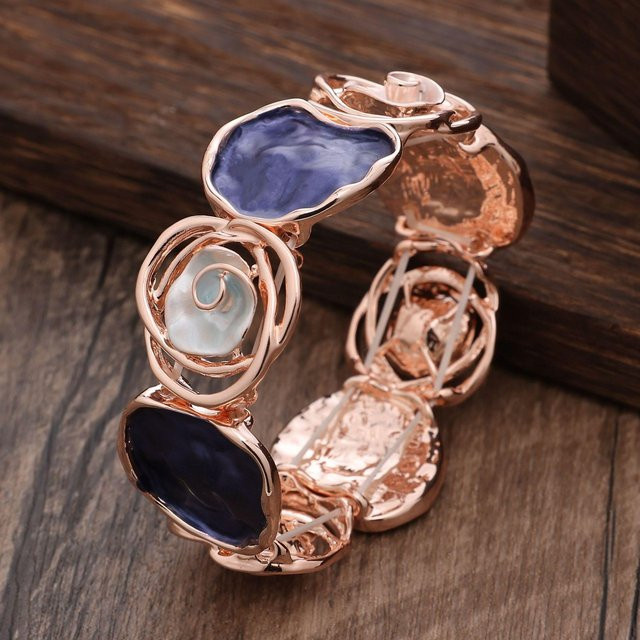 Sparkling Stars Armband, Patchwork-Rosenmotiv, Roségold, Messing, Damen - Bild 1