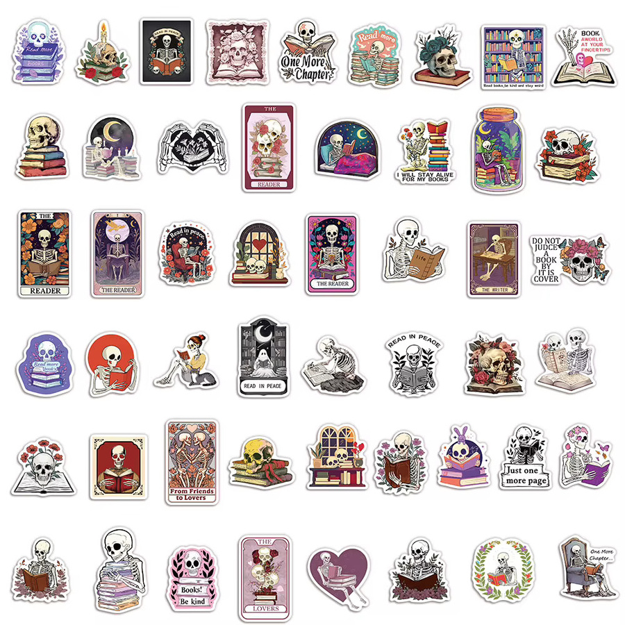 50 Stück Gothic Skeleton Graffiti Aufkleber wasserfest für DIY Dekoration von Handbüchern, Gitarren und Gepäck in Multicolour - Bild 3
