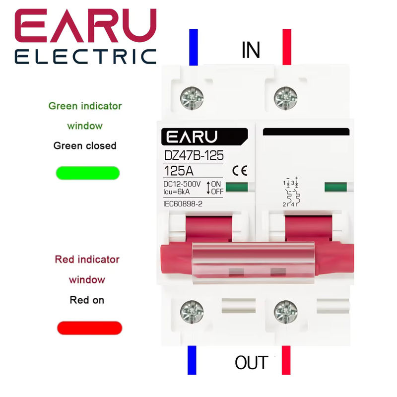 EARU DC12 24V MCB Mini-Leitungsschutzschalter DZ47 Batterie-Autoschutzschalter für Plus- und Minuspol in Weiß - Bild 3