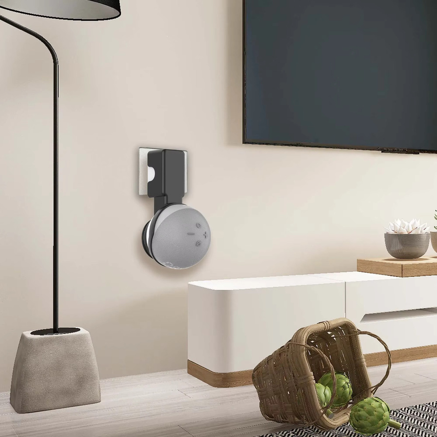 Intelligenter Audio-Ständer und Wandhalterung für Echo Dot 4. und 5. Generation mit Steckdosen-Aufbewahrung, Farbe: Weiß - Bild 4