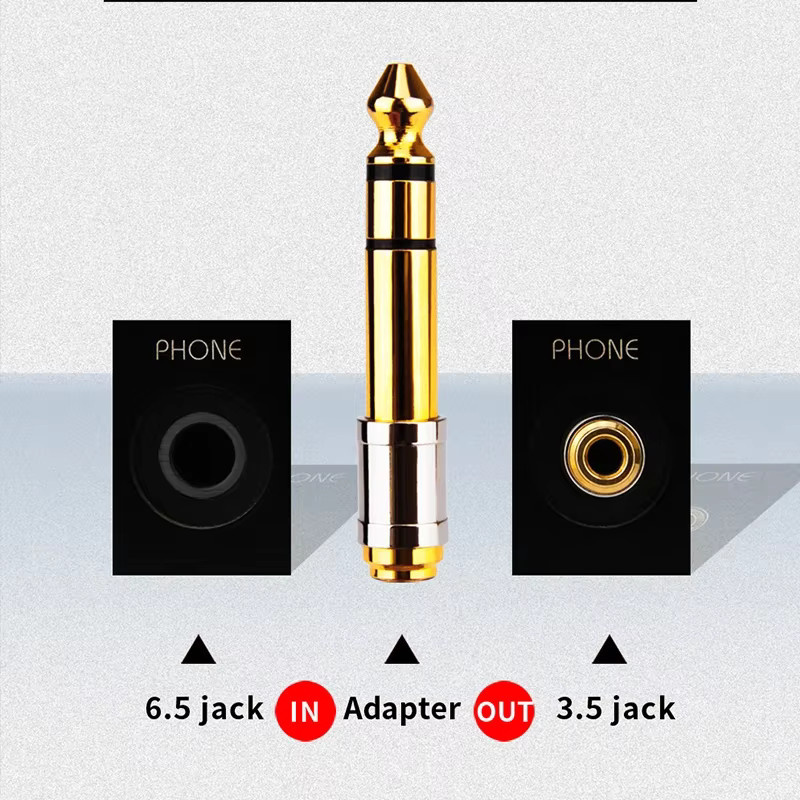 YYTCG Audio-Adapter 6,5 mm Stecker auf 3,5 mm Klinke Buchse Stereo AUX-Anschluss in Gold - Bild 2