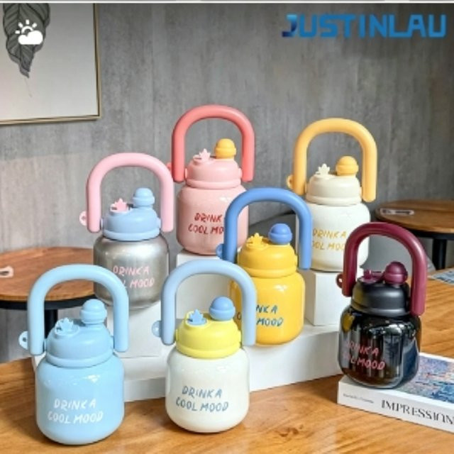 JUSTINLAU Tragbare Isolierflasche in Blau, Thermo-Reisebecher mit Griff für Heiß- und Kaltgetränke - Bild 1