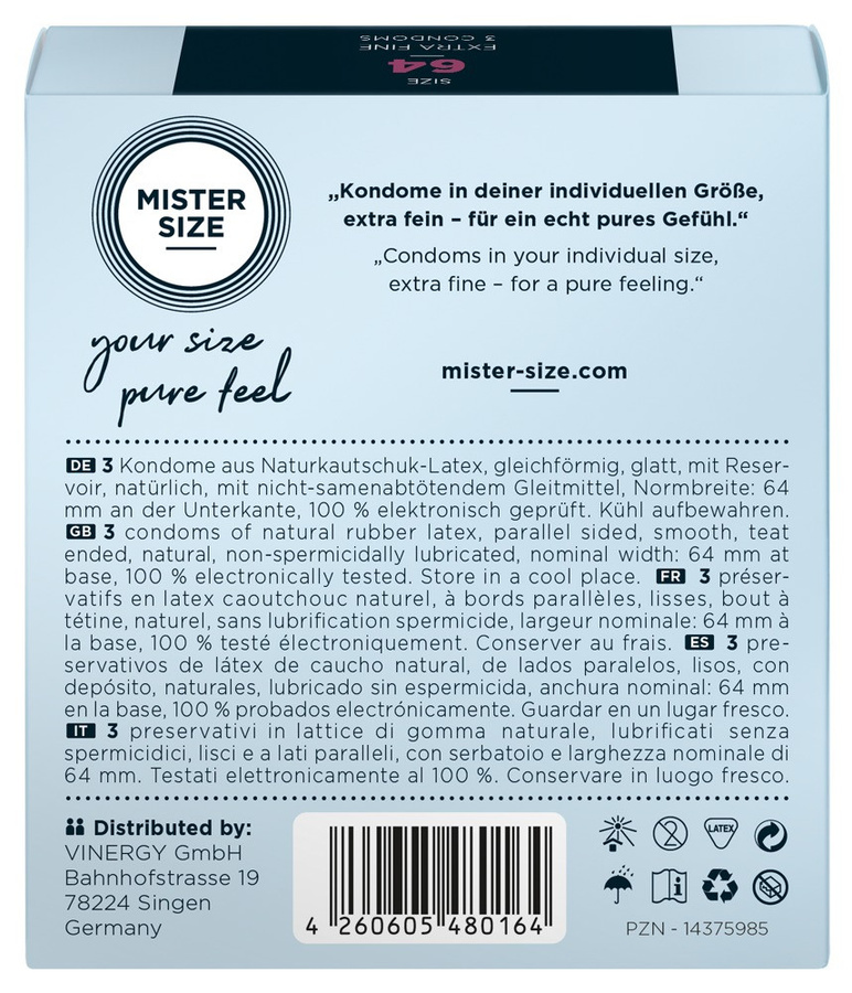 Mister Size Kondome, transparent, hauchdünn, feucht, 64 mm, Unisex - Bild 3
