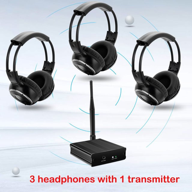 CATASSU Silent Disco Set mit 3 kabellosen Kopfhörern und 1 Sender in Schwarz - Bild 1