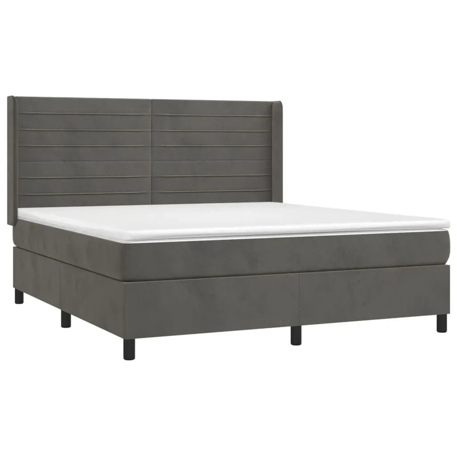 vidaXL Boxspringbett mit Matratze und LED-Beleuchtung in Dunkelgrau aus Samt, B/T: 160 x 200 cm - Bild 2