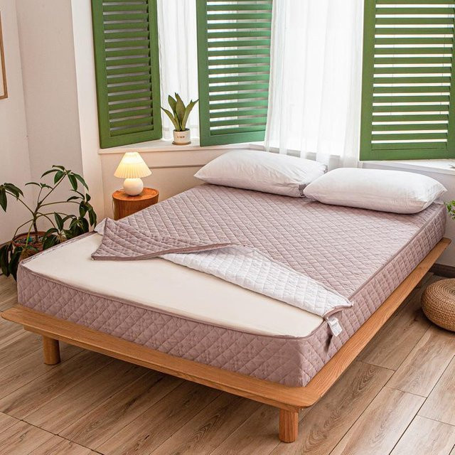 Gesteppter Matratzenbezug von Your Warm Home in Beige mit Reißverschluss, abnehmbarer All-inclusive-Bettschutzbezug mit Milbenschutz, B/T/H: 160 x 200 x 25 cm - Bild 1