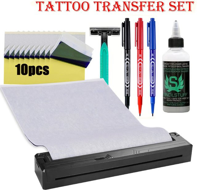 Gakonp Kabelloses Tattoo-Transfergerät-Set mit Schablonenpapier und Transfercreme-Gel - Bild 1