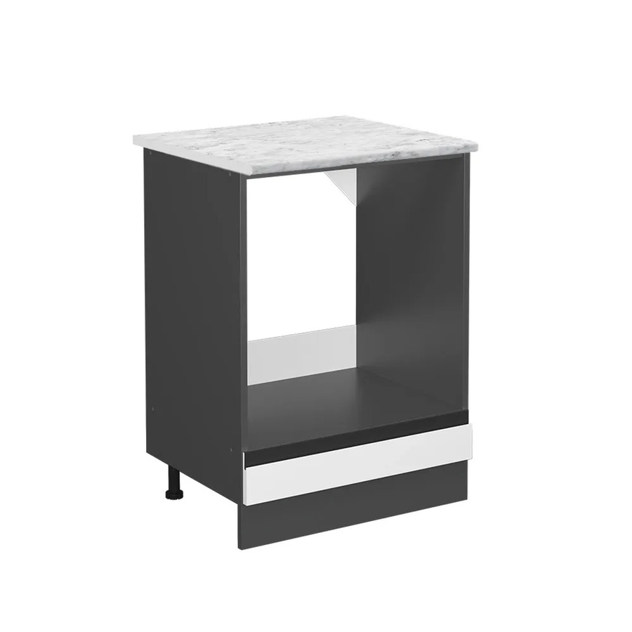 Vicco Herdumbauschrank R-Line Weiß/Anthrazit mit Marmor-Optik B/T/H: 60,0 x 46,0 x 81,6 cm - Bild 2