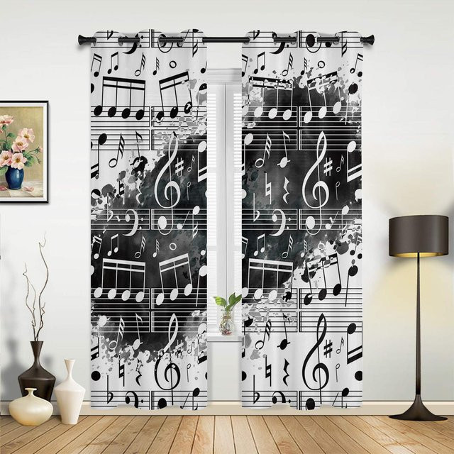 Bandana Paisley Fenstervorhänge in Schwarz Weiß, halbtransparentes Design für Wohnzimmer, Küche oder Schlafzimmer, Breite: 135 cm, Höhe: 60 cm - Bild 1