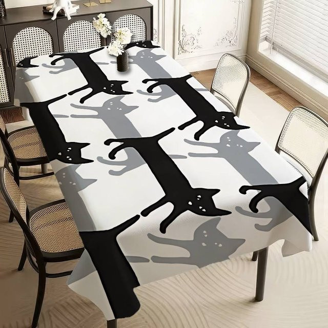 Wasserabweisende Tischdecke mit Katzen-Motiv von JMG Household Supplies, rechteckig, grau, B/T: 100 x 160 cm - Bild 1
