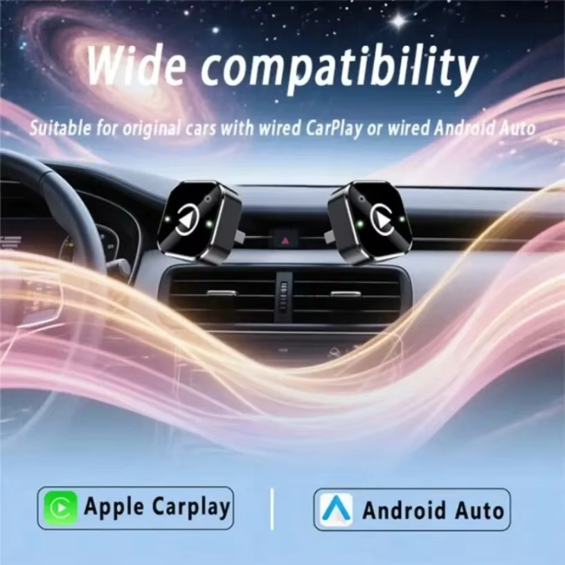 VIKEFON Kabelloser CarPlay und Android Auto Adapter, universeller Plug-and-Play USB-Dongle in Schwarz - Bild 3