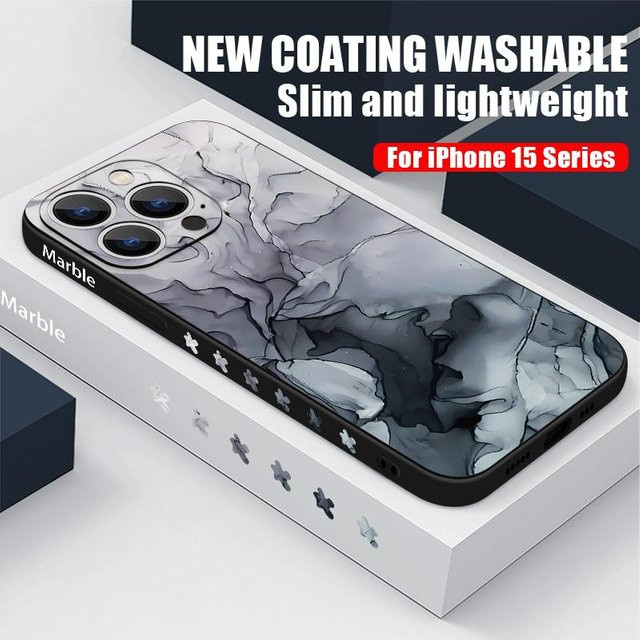 Stoßfeste iPhone Hülle mit Lanyard und buntem Marmor-Design von ISHANGOU - Bild 1
