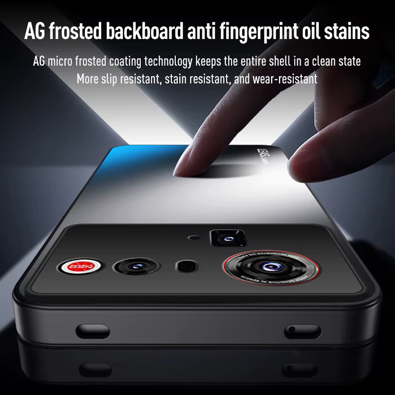 AG Matte Frosted Handyhülle für ZTE Nubia Z80/Z70/Z60 Ultra mit magnetischer Metallringhalterung und Kameraschutz in Schwarz - Bild 3