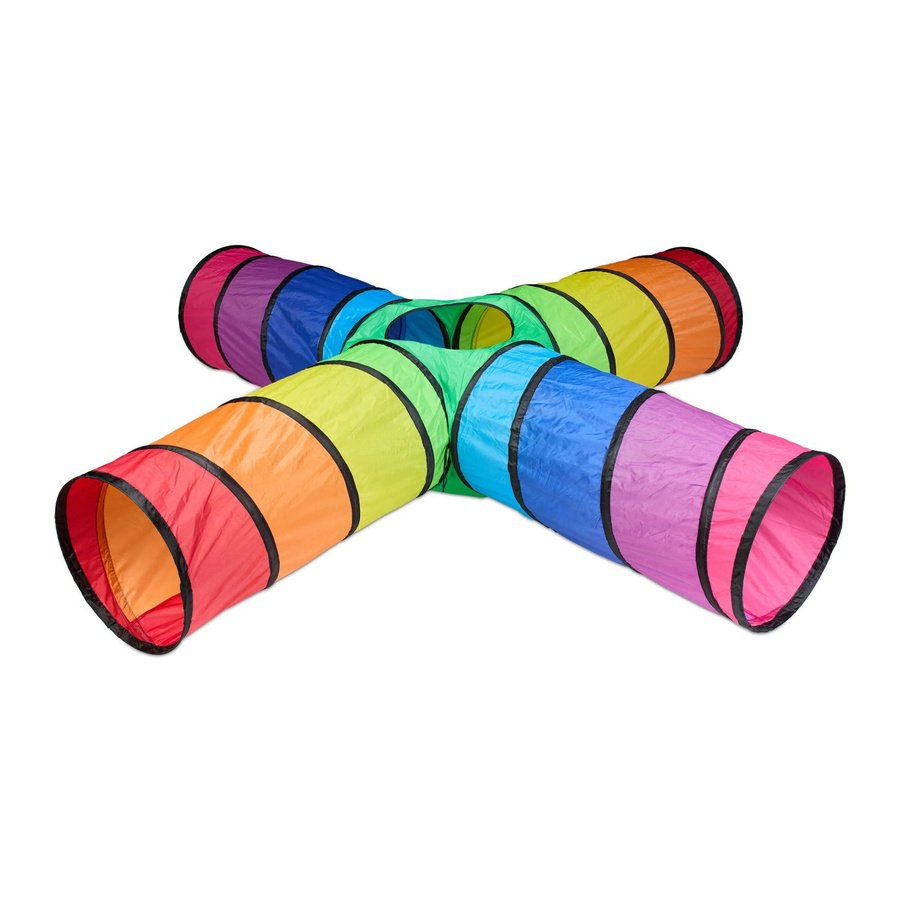 Relaxdays Spieltunnel aus Polyester und Stahldraht in Bunt mit 4 Röhren, B/H/T: 232 x 232 x 46 cm - Bild 2