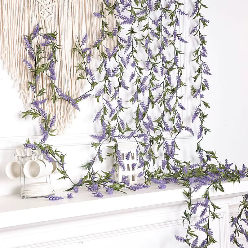 Künstliche lila Lavendel-Hängepflanze für Dekoration im Bohemian-Stil - Bild 2