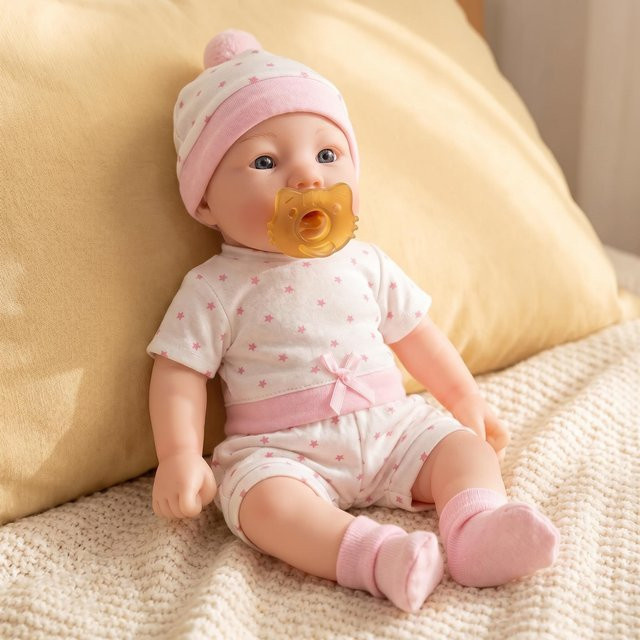 NPK Abigail Squishy, elastische Puppe aus Vollsilikon, mit Öffnungsfähigem Mund, inklusive Kleidung - Bild 1
