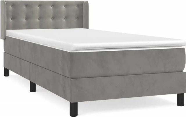 vidaXL Boxspringbett mit Matratze Hellgrau Samt B/T/H: 80 x 200 cm - Bild 1