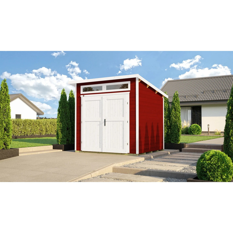 WEKA Gartenhaus 264 aus Massivholz mit Pultdach in Rot, B/H/T: 263 x 239 x 285 cm - Bild 2