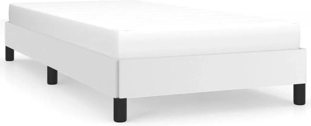 vidaXL Bettgestell in Weiß mit Kunstleder-Polsterung und Holzlatten, B/T/H: 90 x 190 x 25 cm - Bild 1