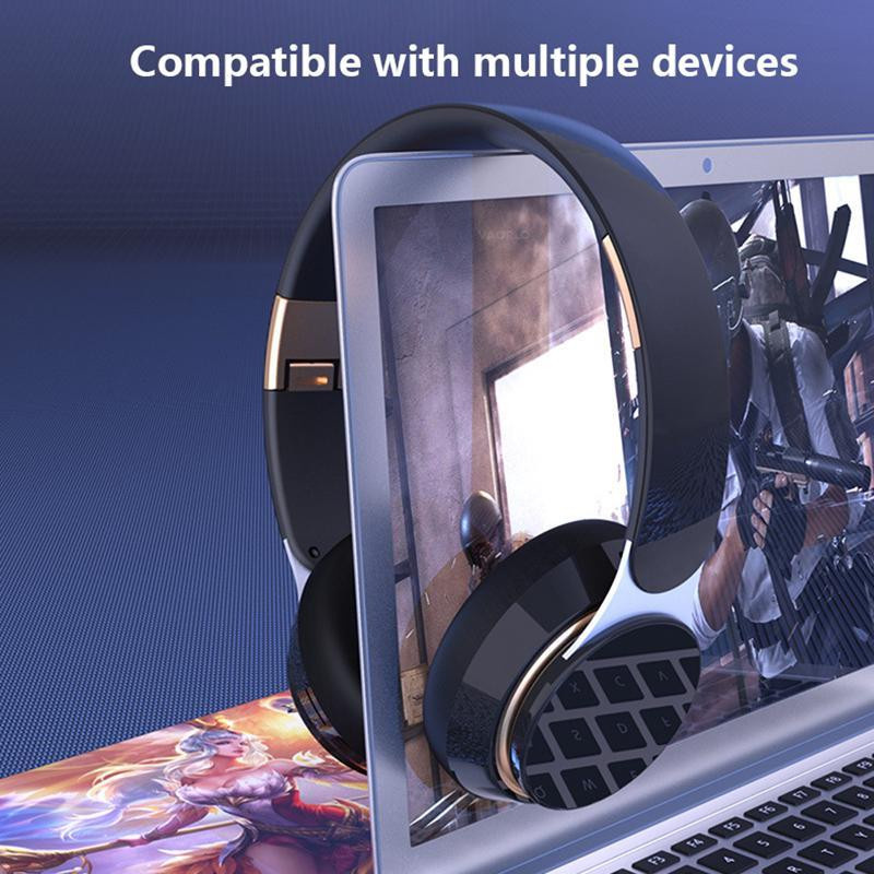 VAORLO Bluetooth 5.0 Kopfhörer mit Rauschunterdrückung, faltbares Stereo-Headset mit Mikrofon in Schwarz - Bild 2